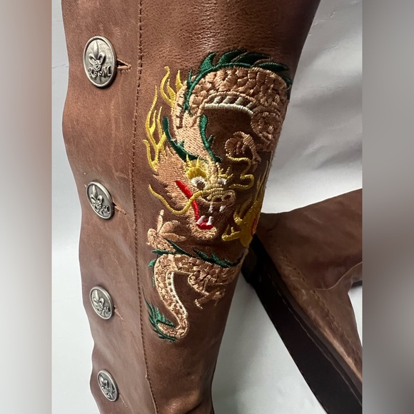 Woman’s Embroidered Brown Leather Boots - Picture 2 of 10